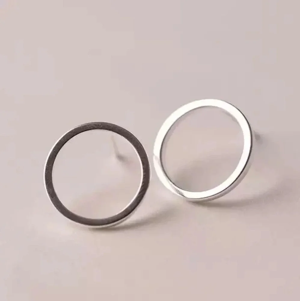 NEW Unisex 925 Silver Minimalist Open Circle Stud‎ Earrings
